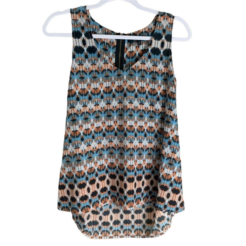 19 Cooper Ikat High Low Tank Top Zipper Back SZ Medium